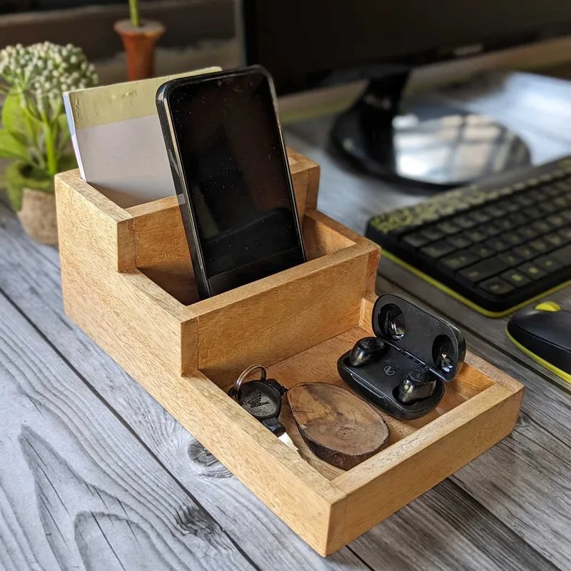 Stepped Wooden Desk Organizer