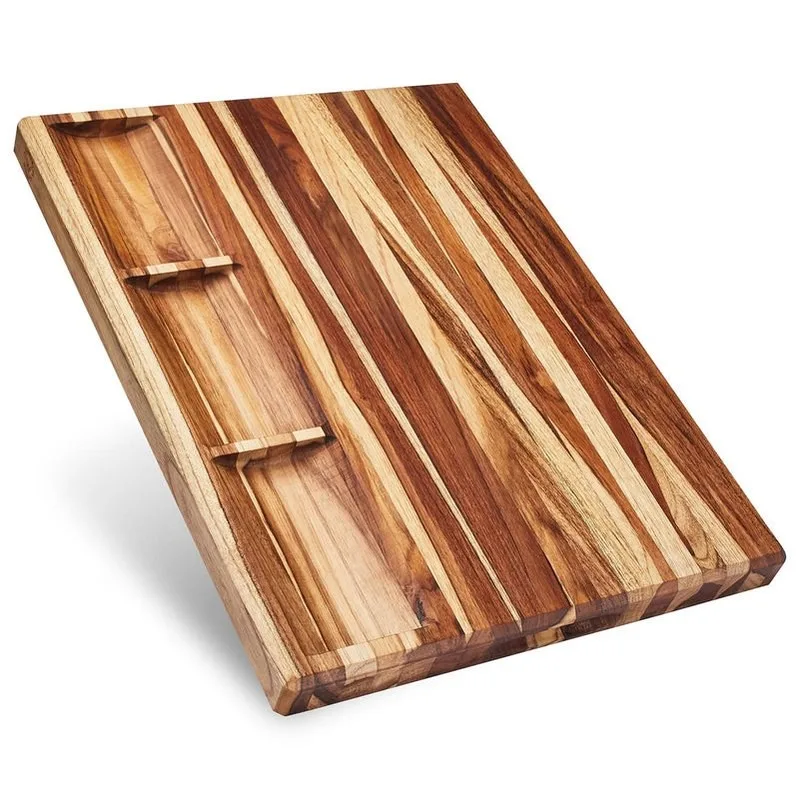 Teak cutting board with compartments