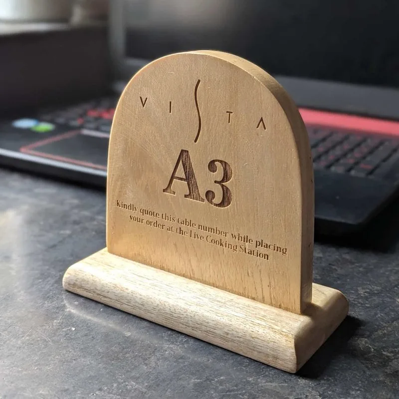 Custom Round Top Wooden Table Number Standee