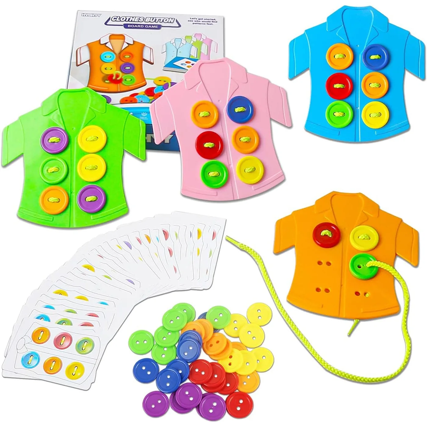 Wooden Montessori Sew-On Buttons Lacing & Threading Activity