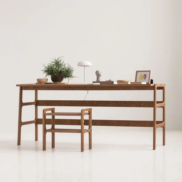 Mid-century desk with bench shelf
