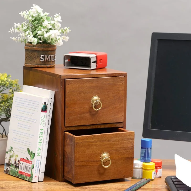 Solid Wood 2-Drawer Set with Holder