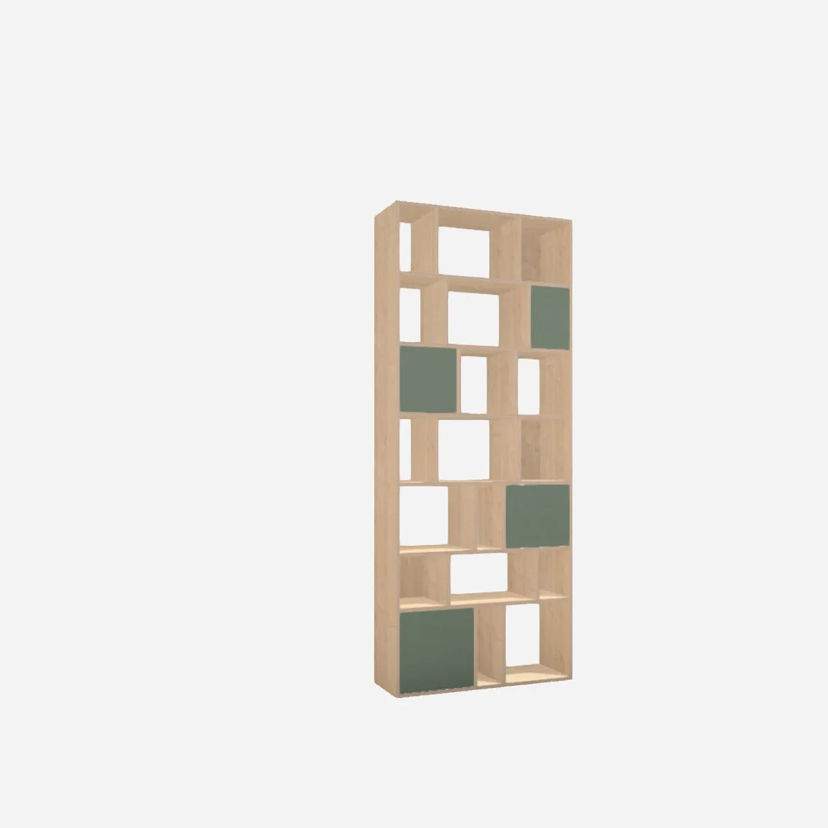 Office cabinet, birch with olive doors