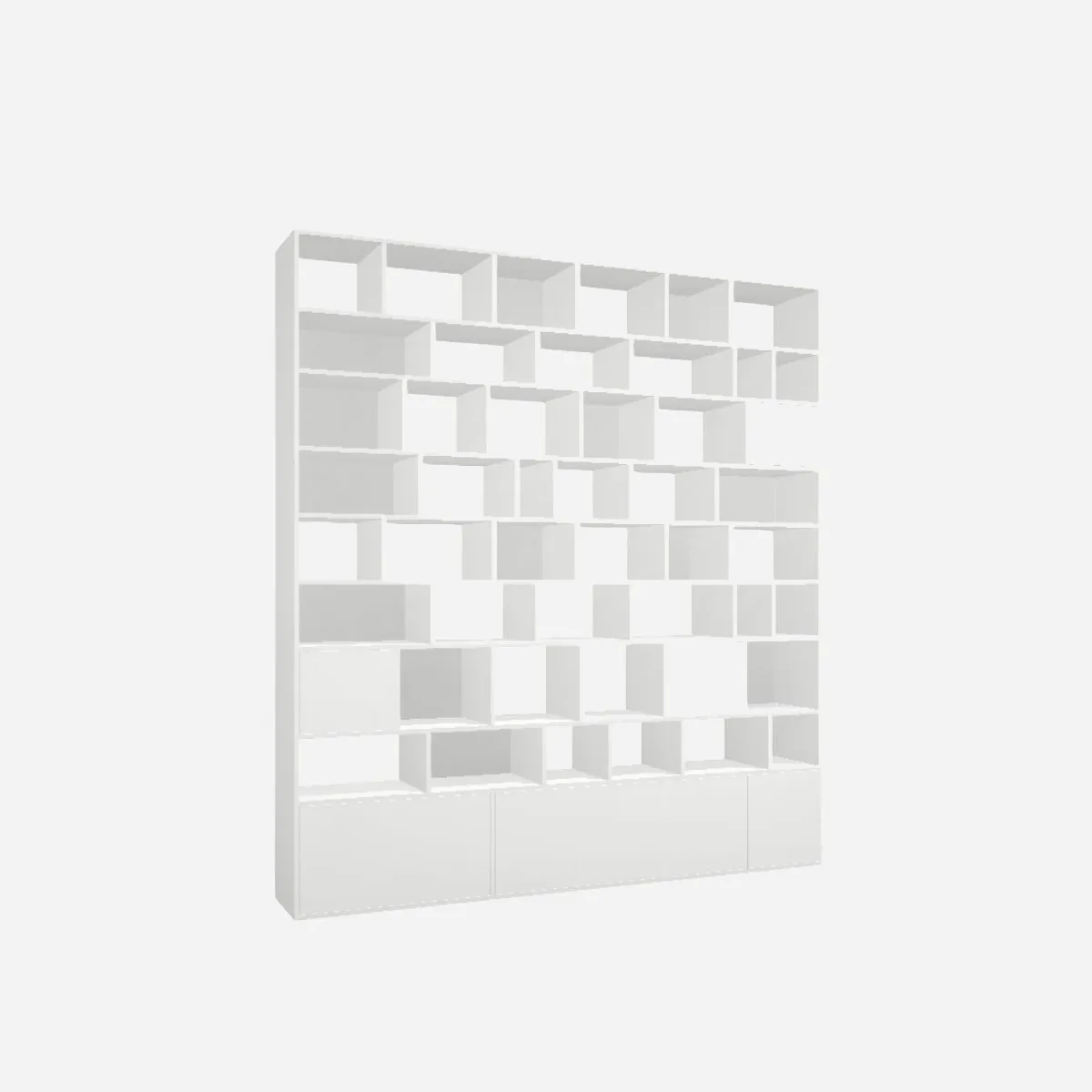 Bookcase, white melamine, 2 to 3 m wide