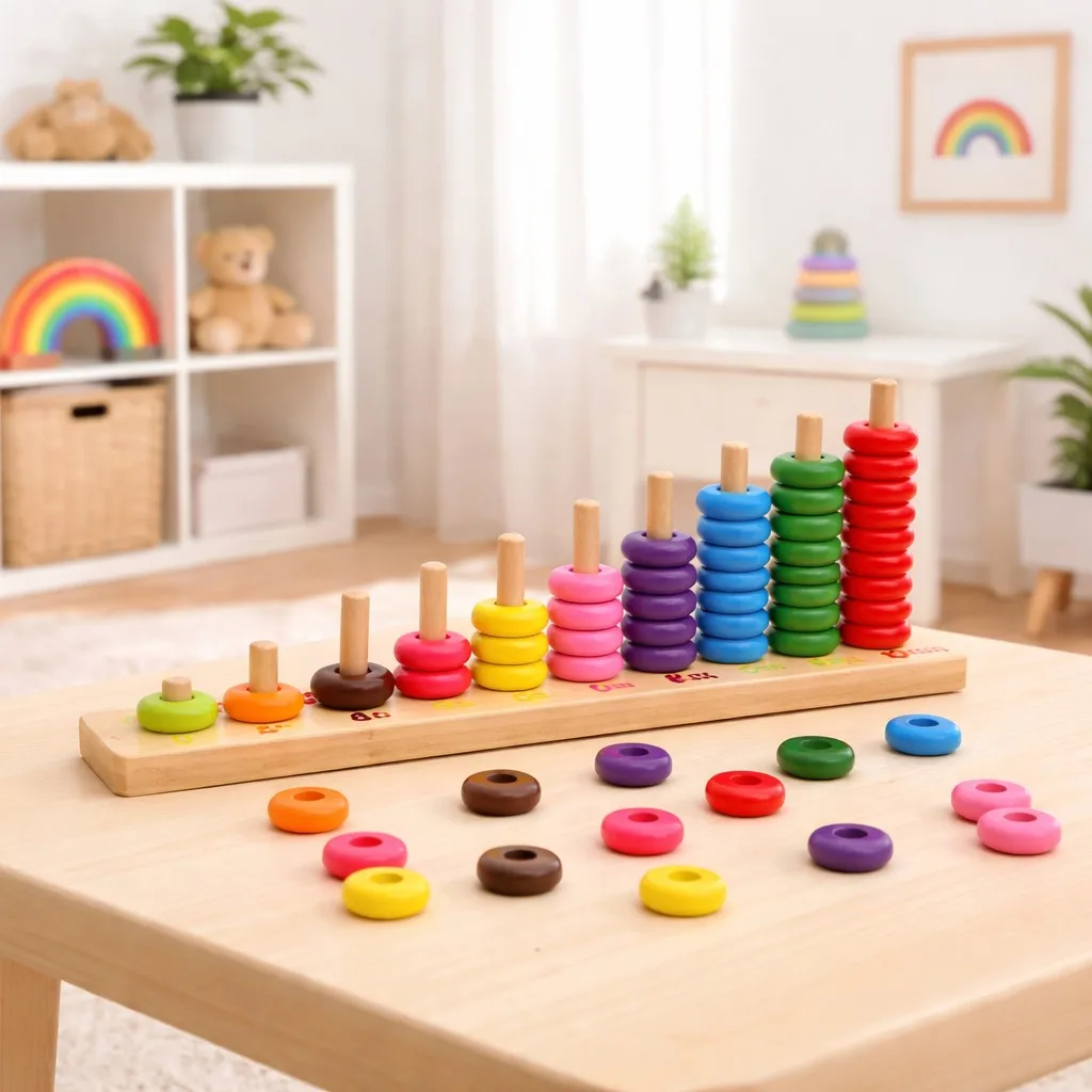 Wooden Montessori Multicolor Clouds Computation Beads Set