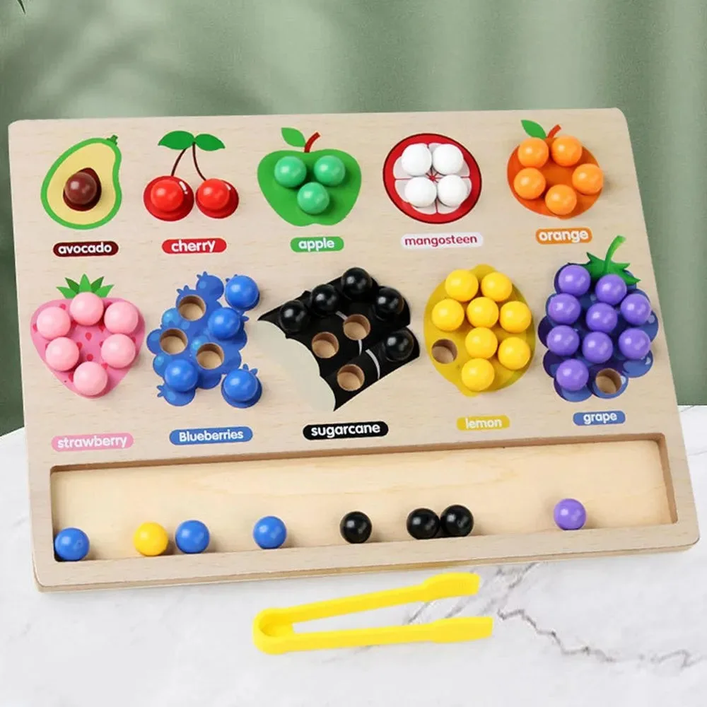 Wooden Rainbow Beads Fruits Sorting Game
