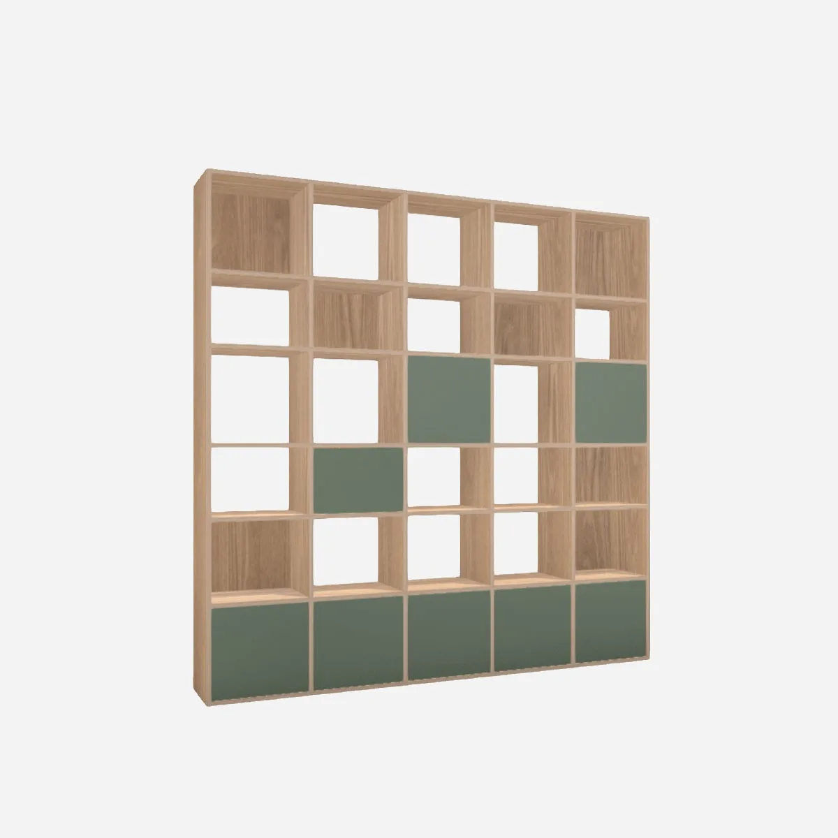 Bookcase, oak veneer, olive doors