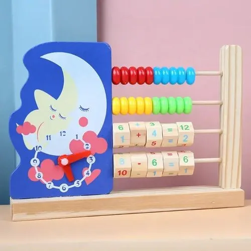 Wooden 3 in 1 Smart Beaded Computing Abacus Frame