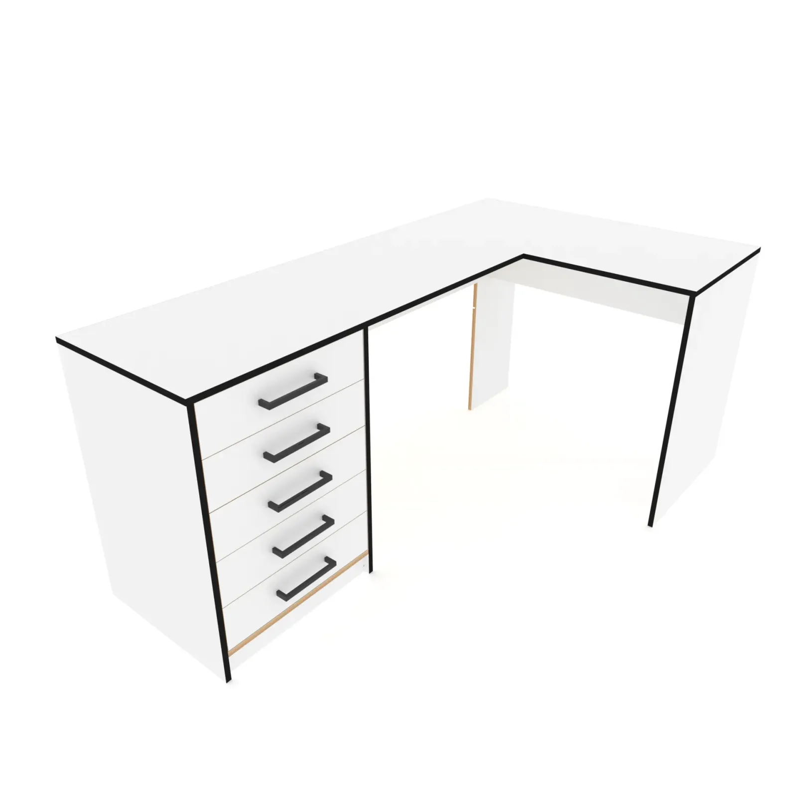 L-shaped desk with drawers