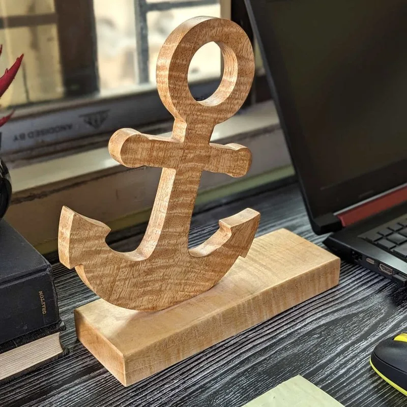 Custom Carved 3D Wooden Anchor Showpiece