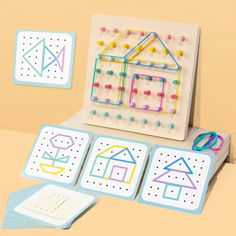 Wooden Multicolor Sticks Creative Elastic Puzzle Art Board