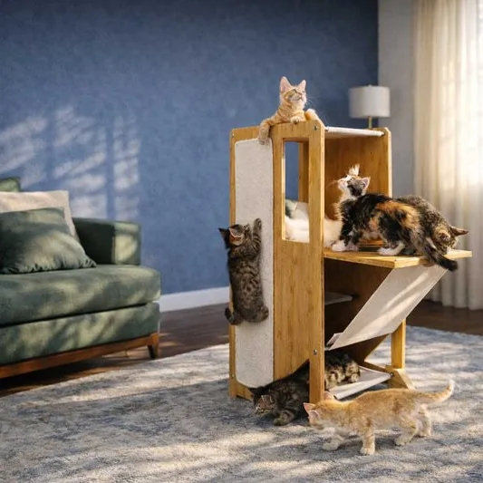 Sturdy bamboo cat tree
