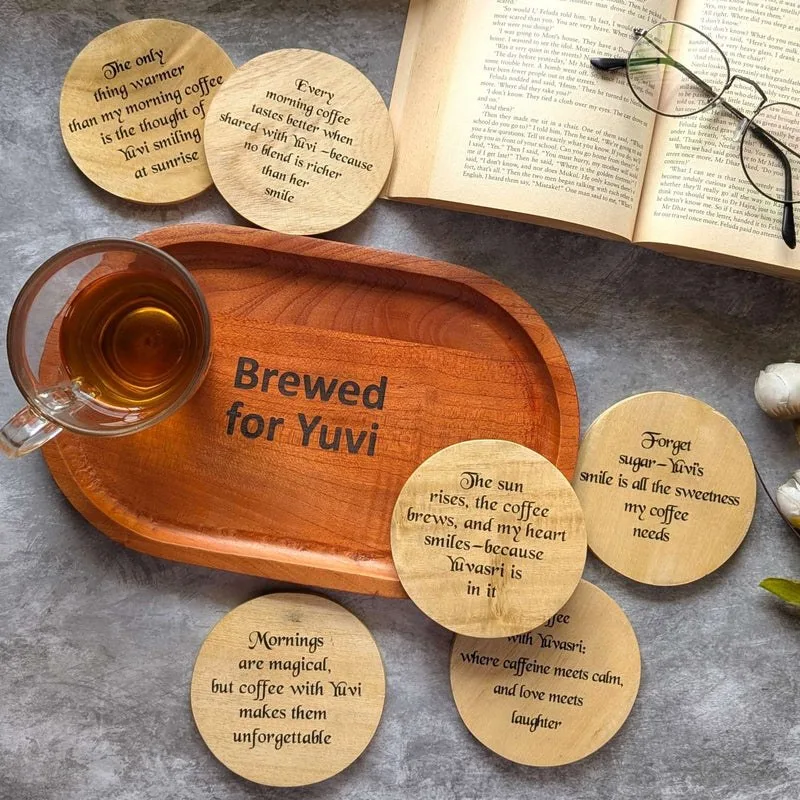 Personalized Coffee Tray & Coaster Set