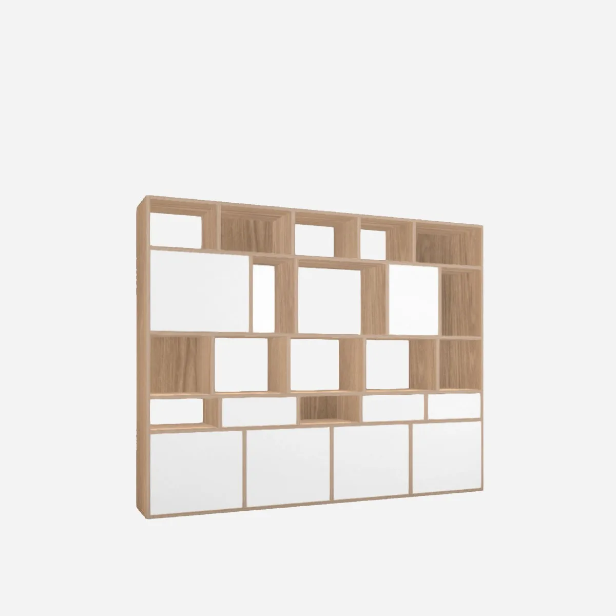 Office cupboard, oak veneer with white fronts