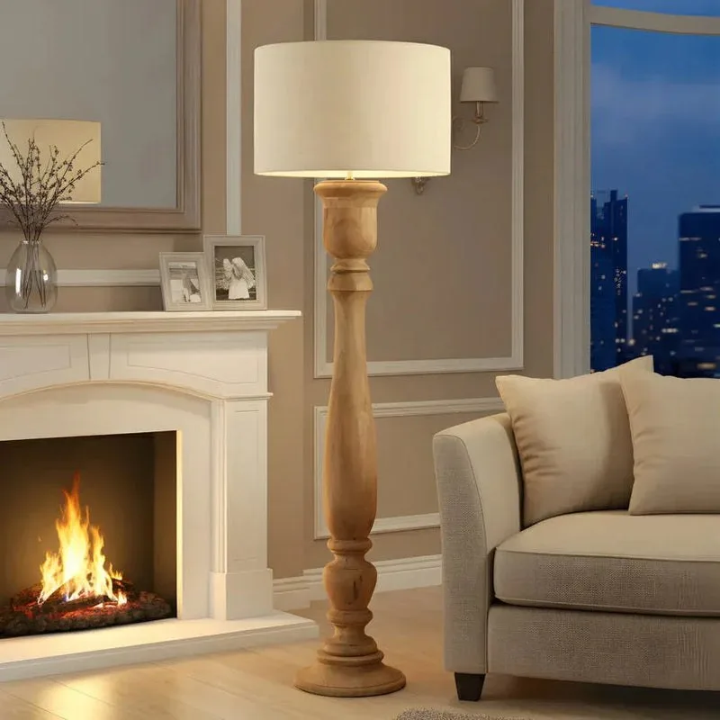 Miazaki Premium Mango Wood Floor Lamp