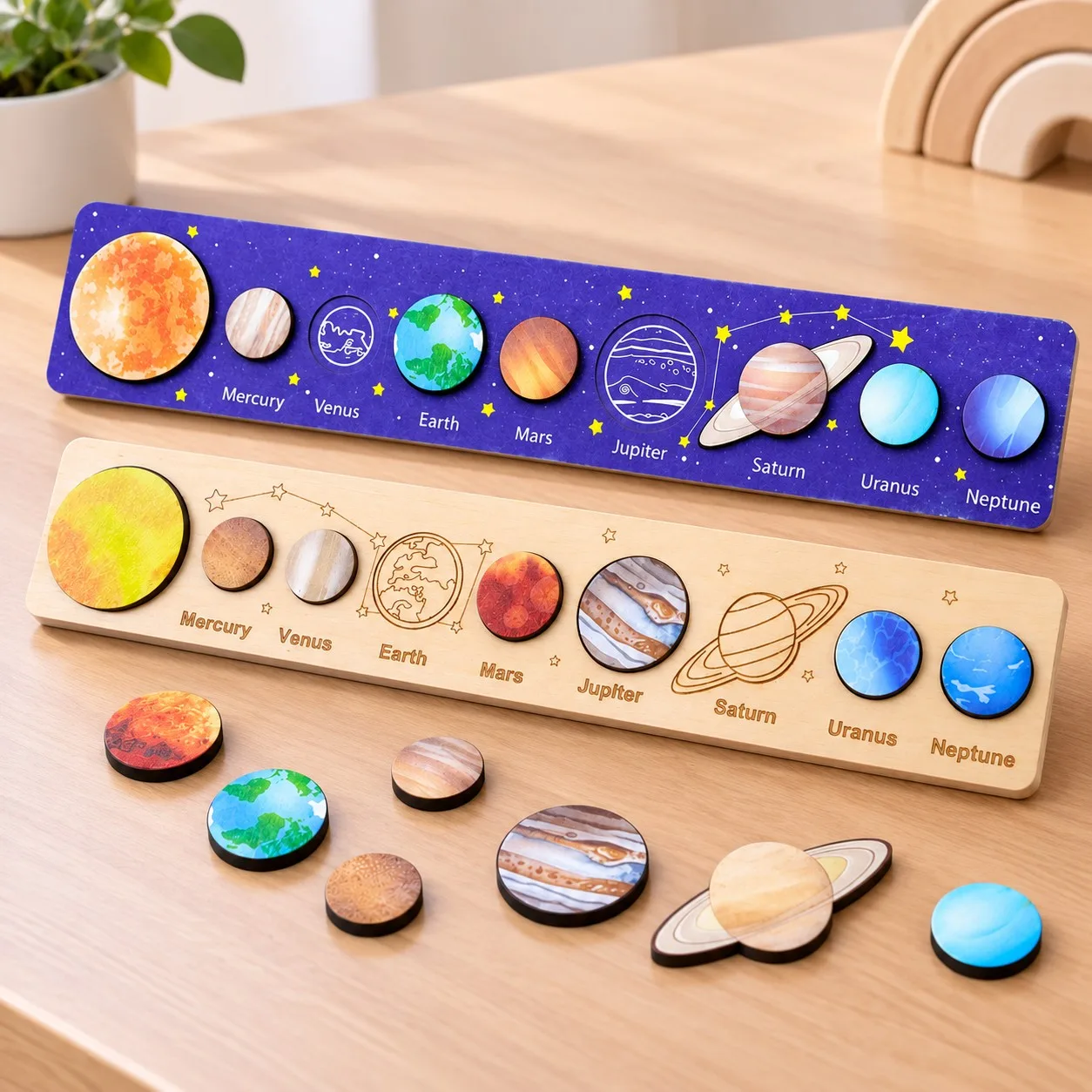 Wooden 3D Solar System Puzzle Sorting Board
