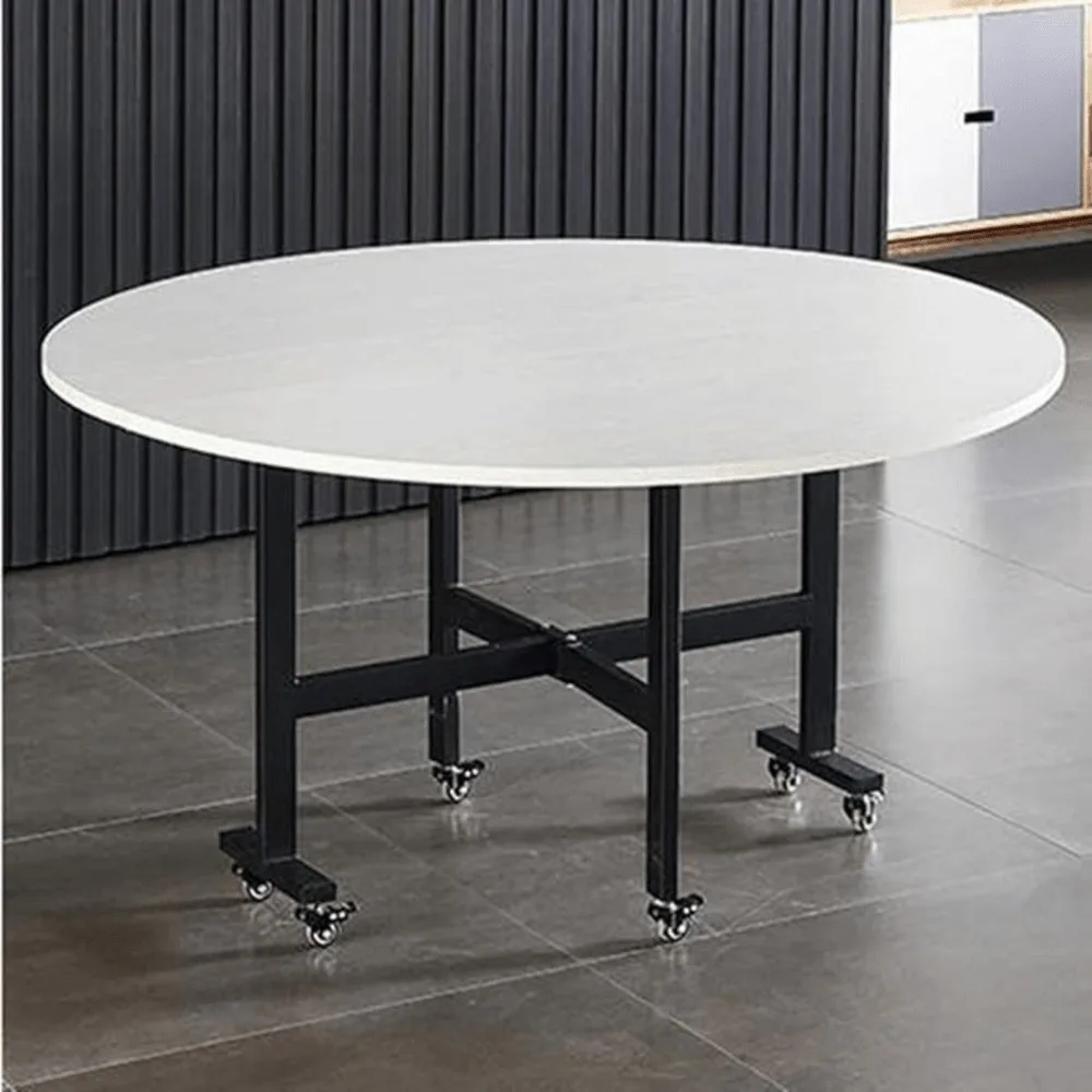 Mobile Folding Dining Table with 6 Wheels