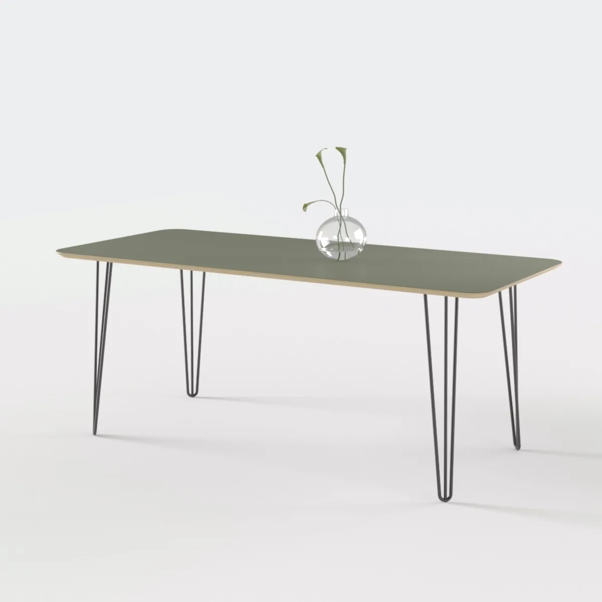 Linoleum table on hairpin legs