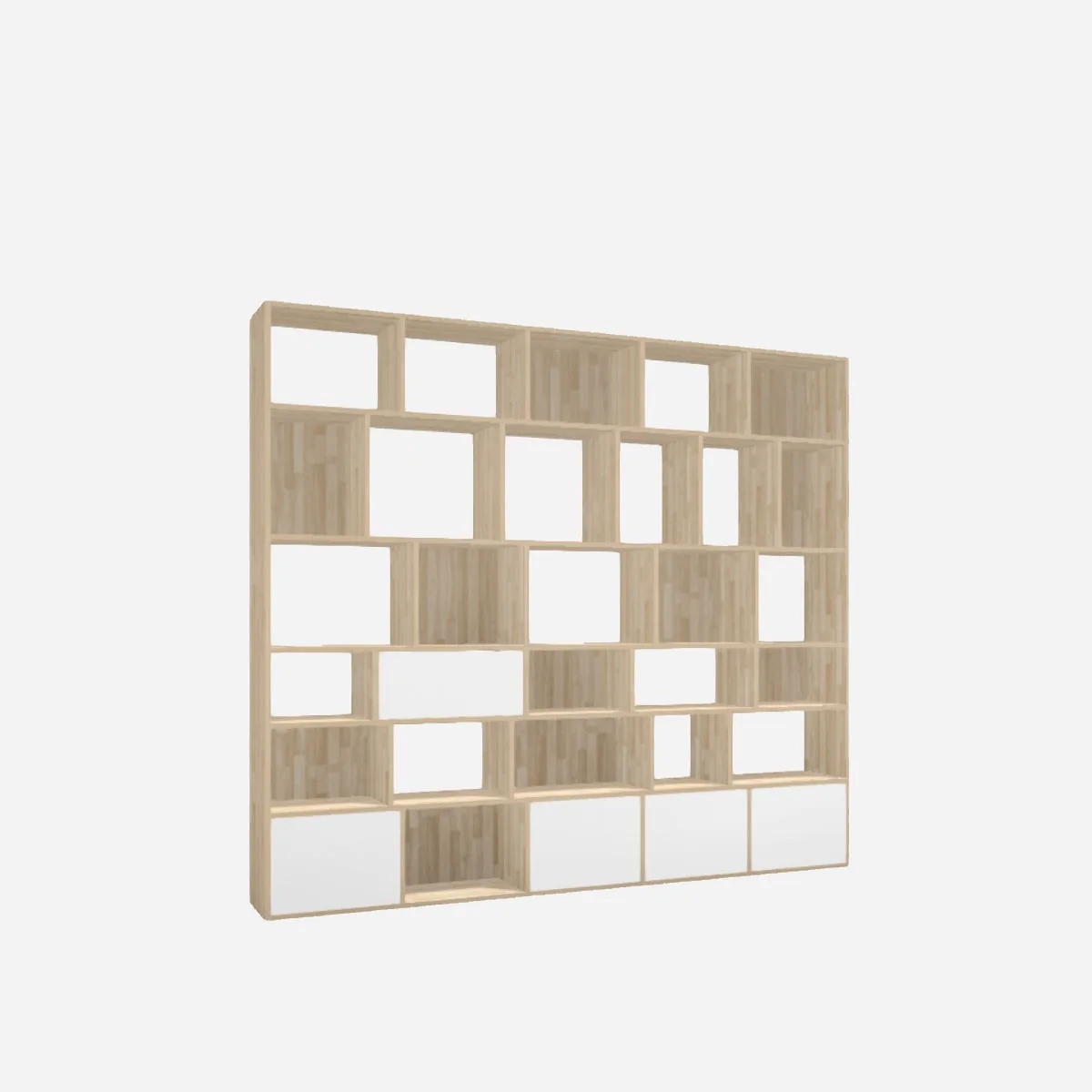 Bookcase, rubberwood with white fronts