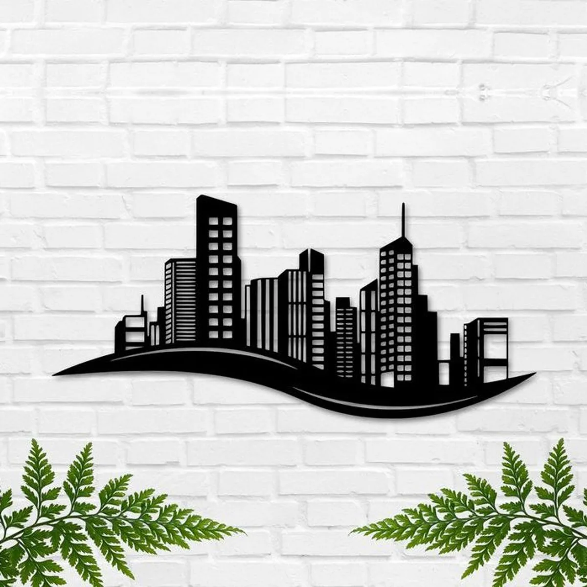 City Skyline Wave Wall Art