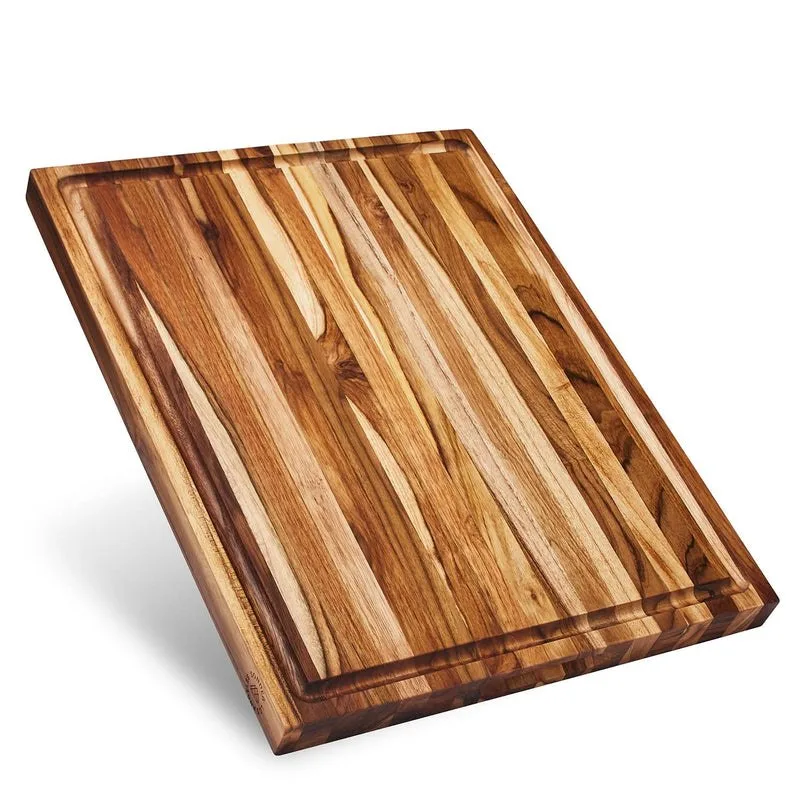Teak cutting board with juice groove