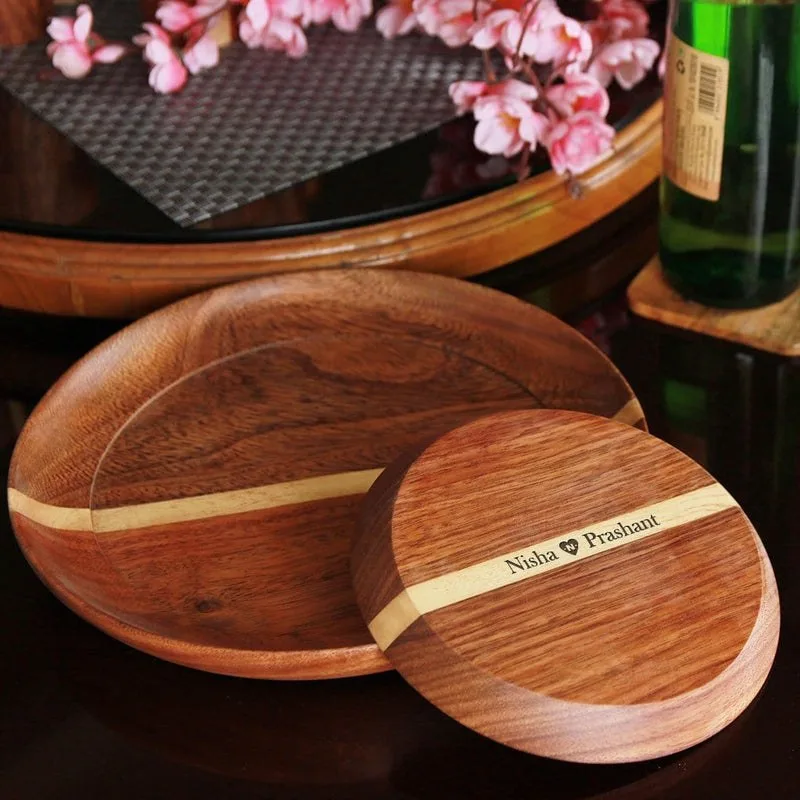 Set of 2 Personalized Wooden Serving Dinner Platters