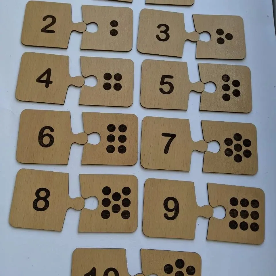 Wooden Number Puzzle & Matching Game