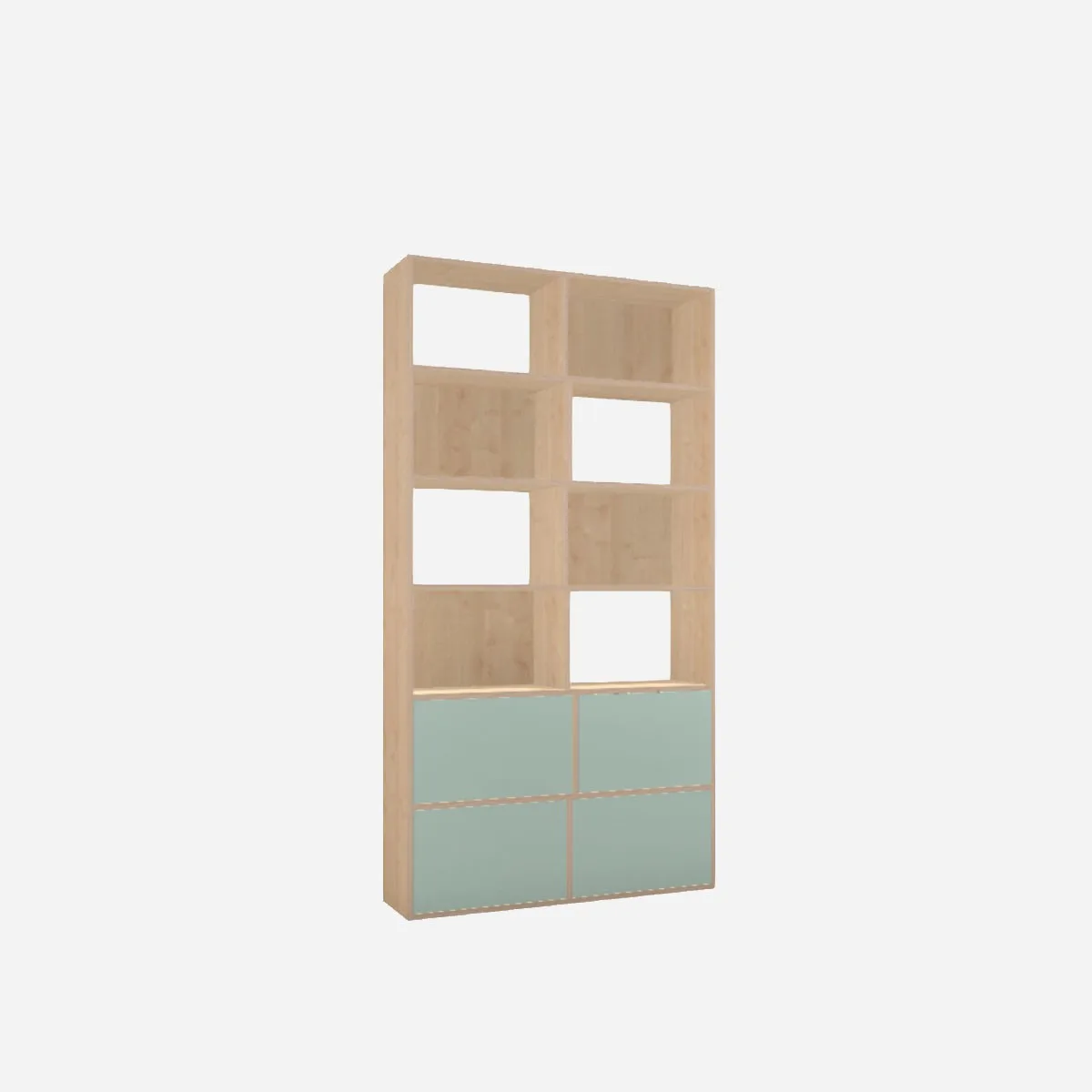 Storage cabinet, birch and industrial green