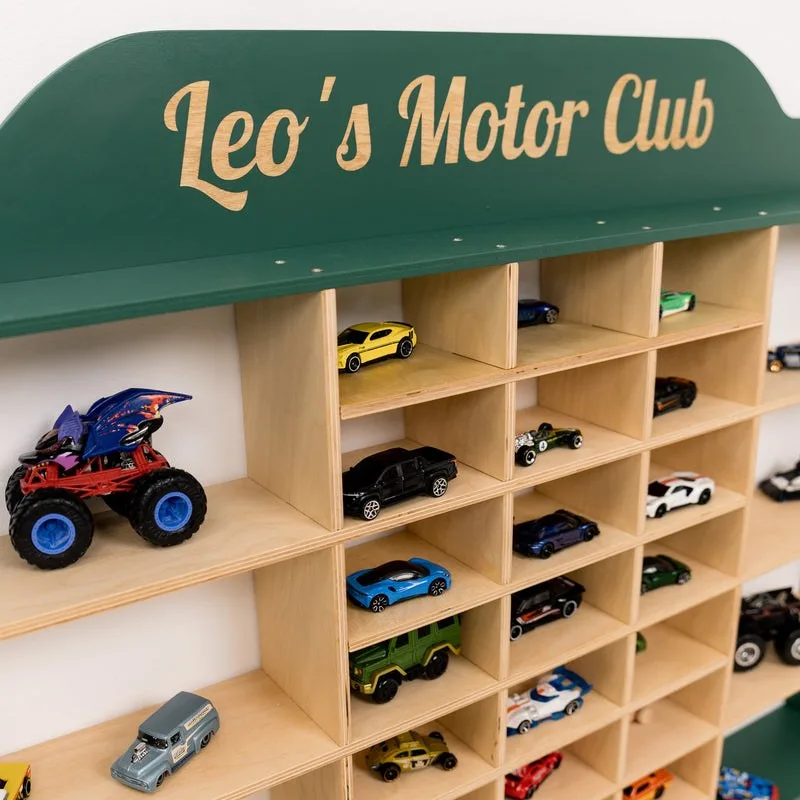 Wooden Wall-Mounted Toy Car Garage - Green