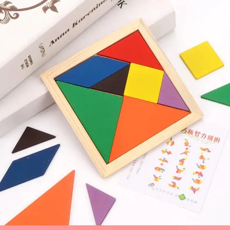 Wooden Geometric Tangram Puzzle Board