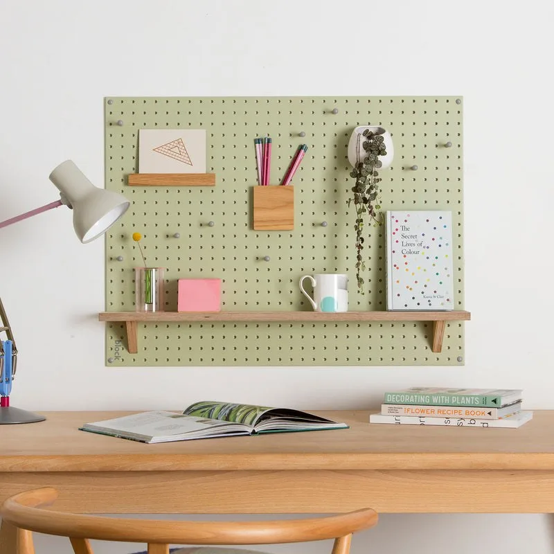 Fixed Large Wooden Pegboard Shelf