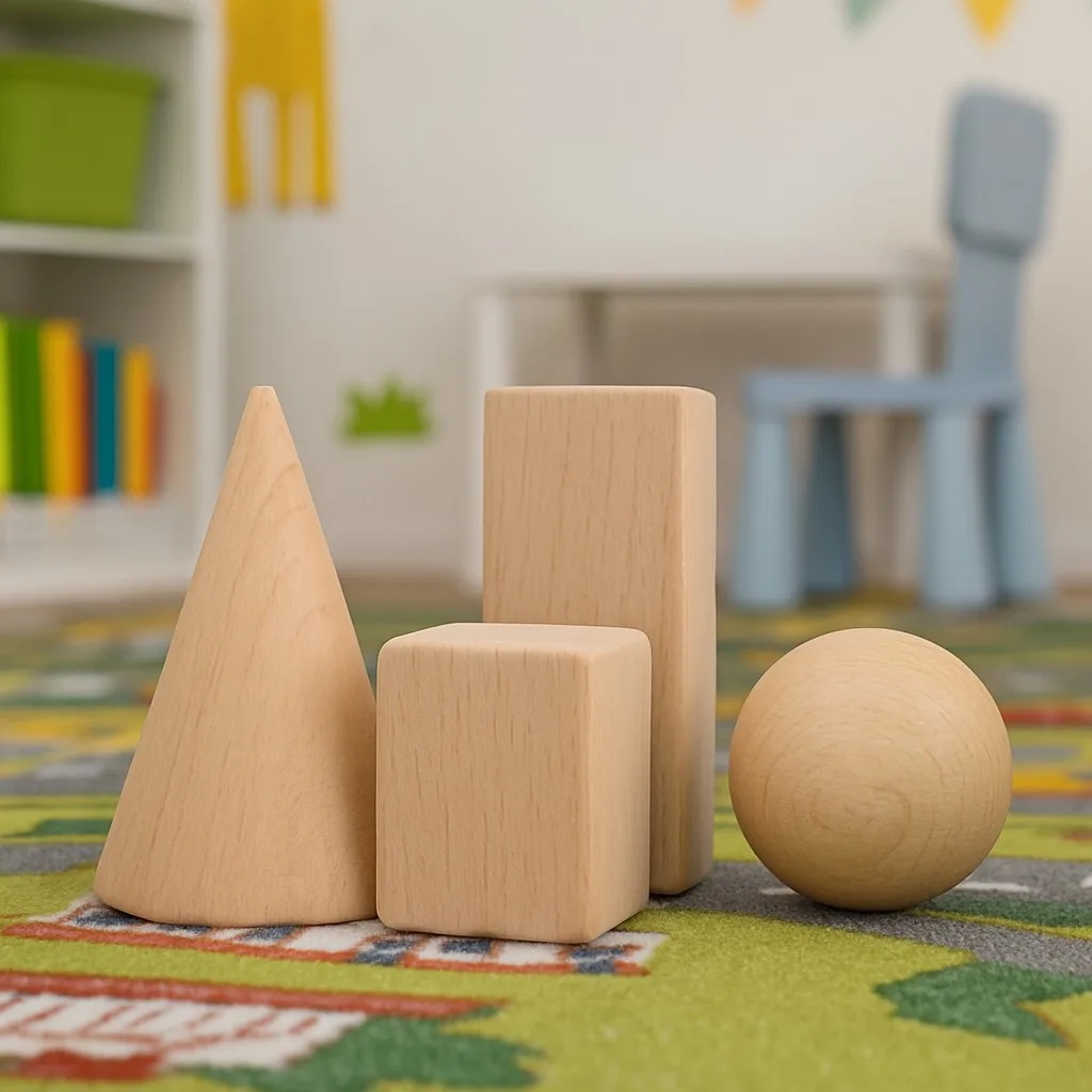 Wooden 3D Geometric Preschool Learning Shapes Solid Blocks