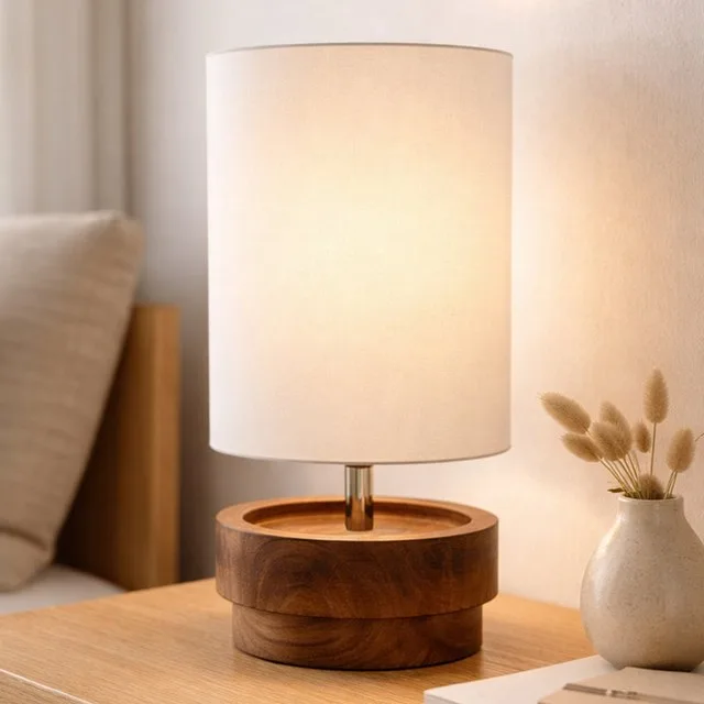 Modern Zen Wooden Lampshade Nightstand Lamps