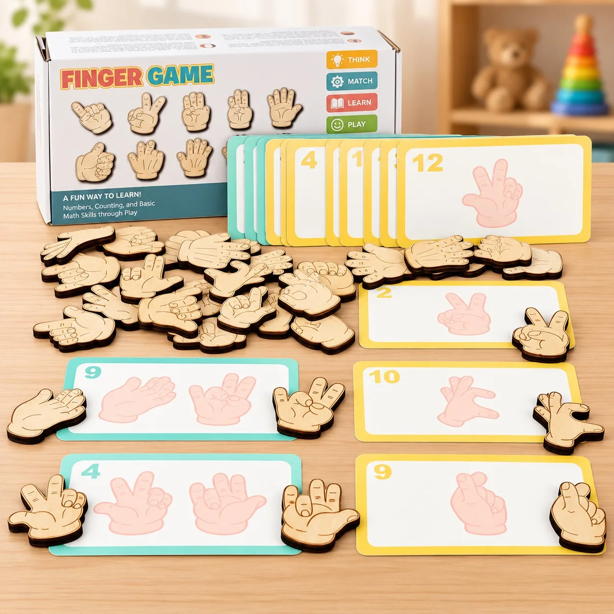 Wooden Montessori Hand Gesture Matching Activity Toy