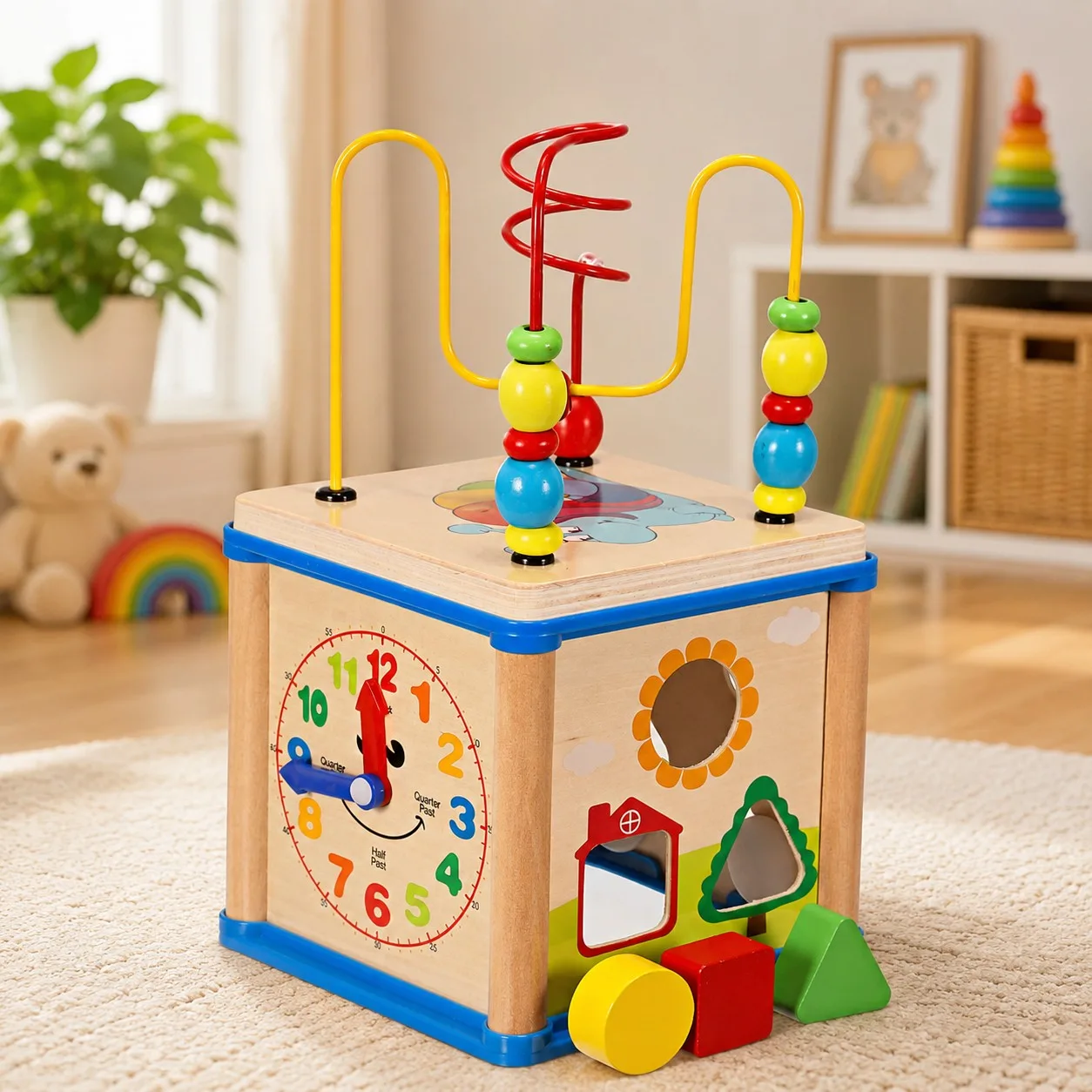 Wooden 5-IN-1 Wisdom Around The Beads Interactive Set