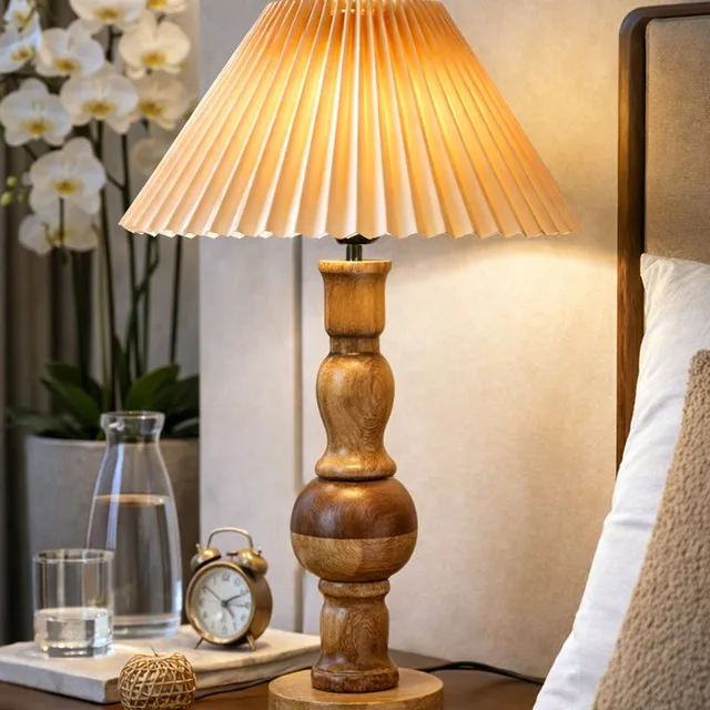 Wooden Bubble Design Table Lamp For Bedroom & Living Room