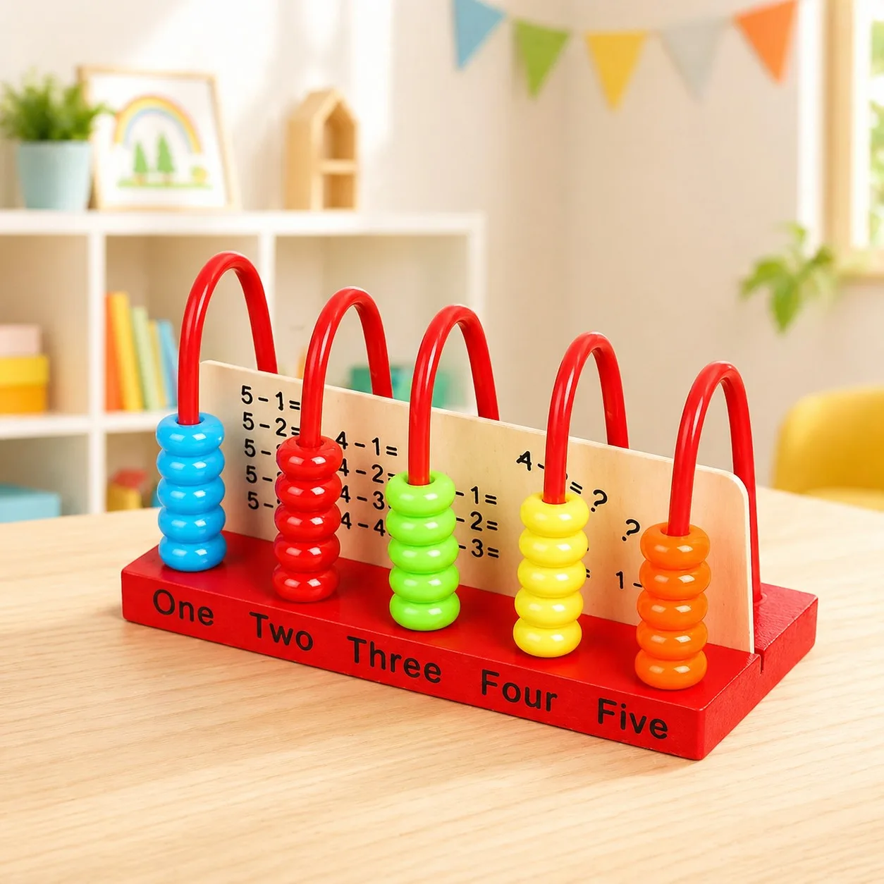 Wooden Multicolor Mini Calculation Shelf Counting Abacus
