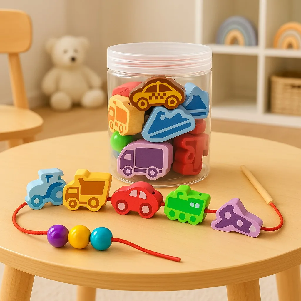 Wooden Lacing & Threading Activity Set