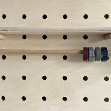 Paper roll holder & shelf for Pegboards