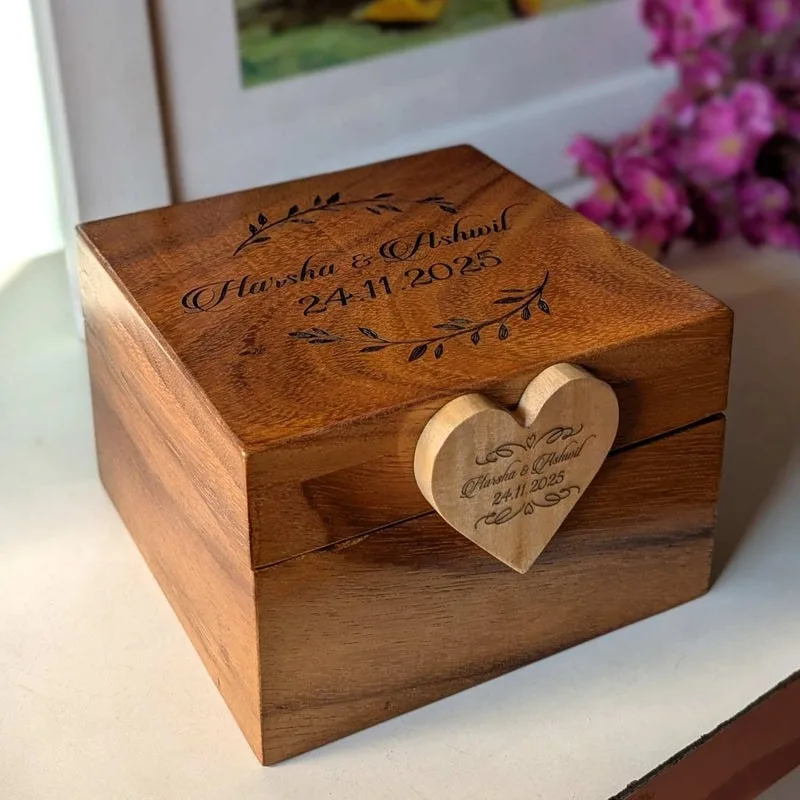 Personalized Teak Wood Couple’s Box