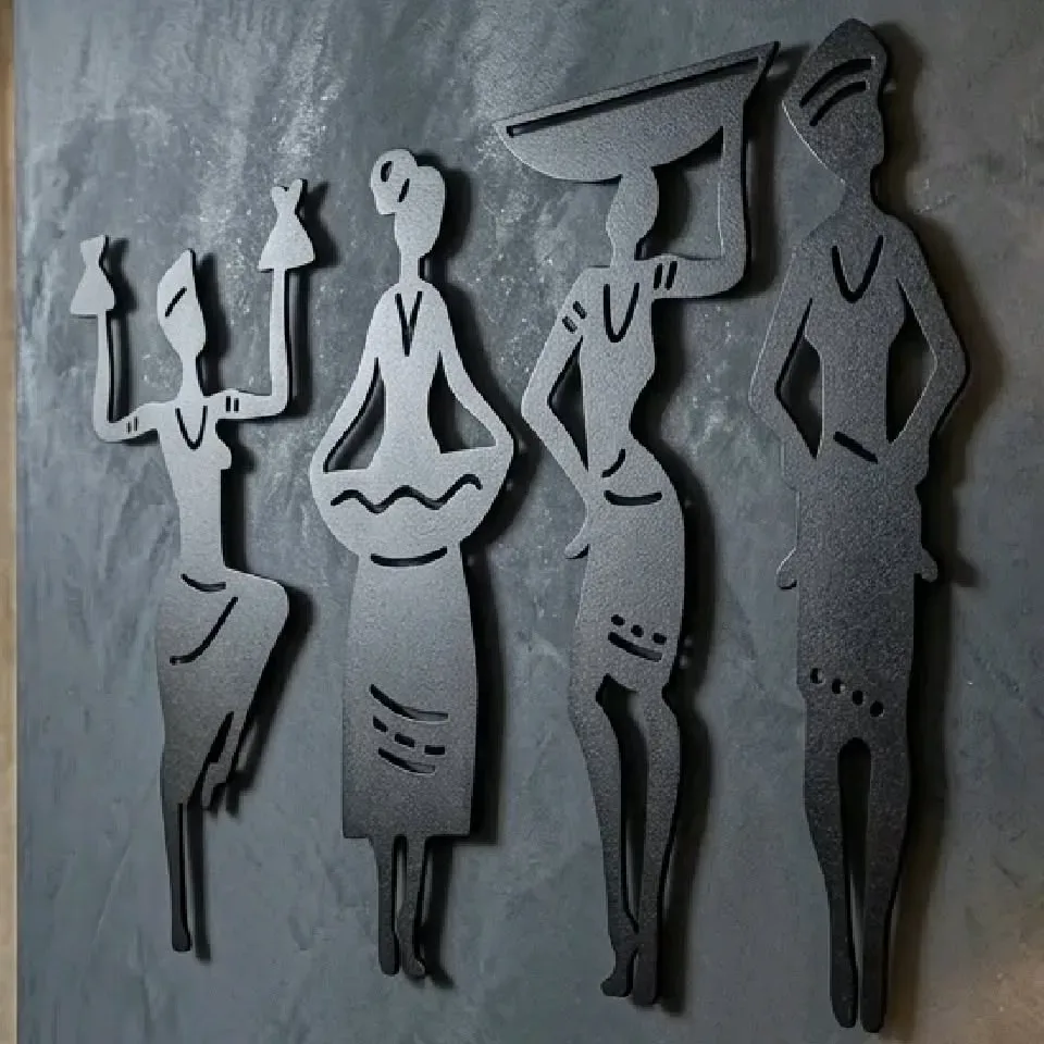African women silhouettes, set of four