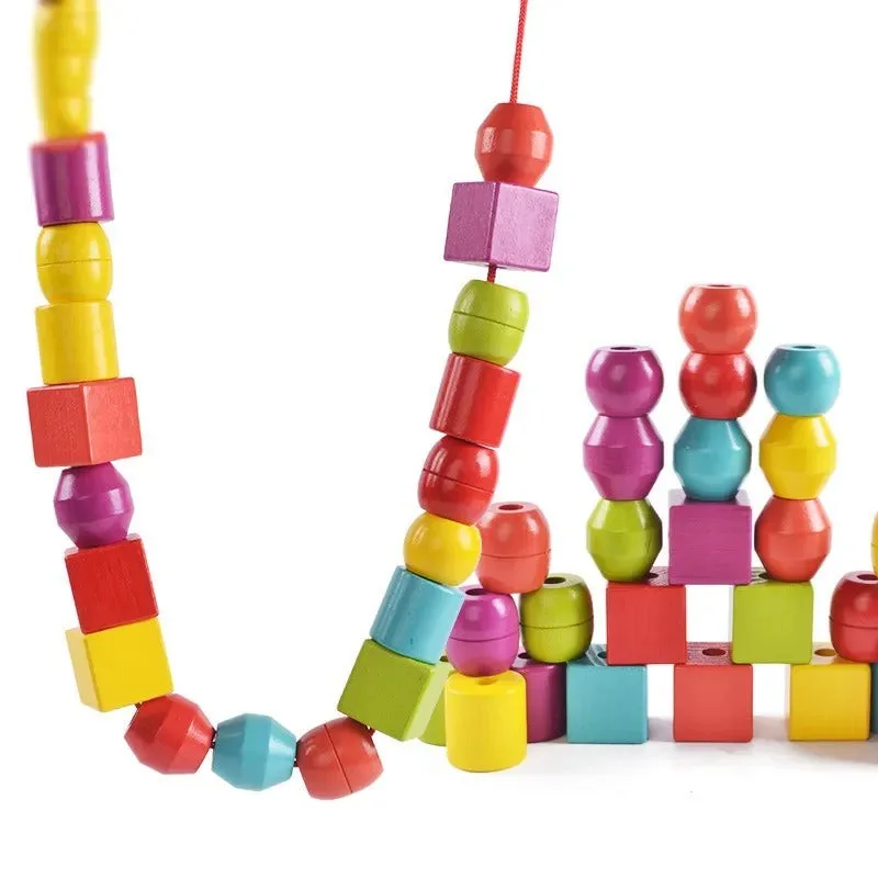 Wooden Beads & Blocks Threading & Lacing Set
