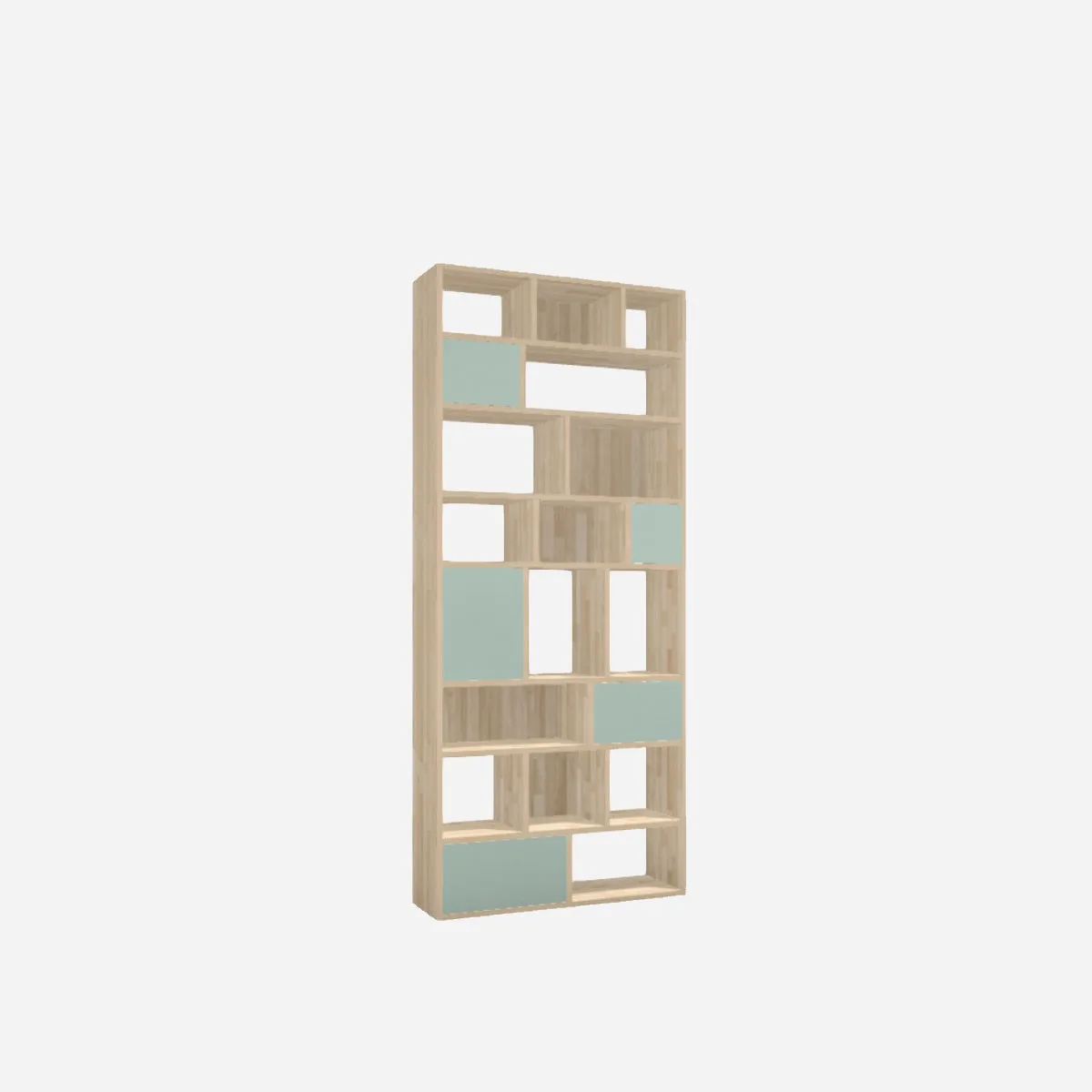 Comic book cabinet, rubberwood and industrial green