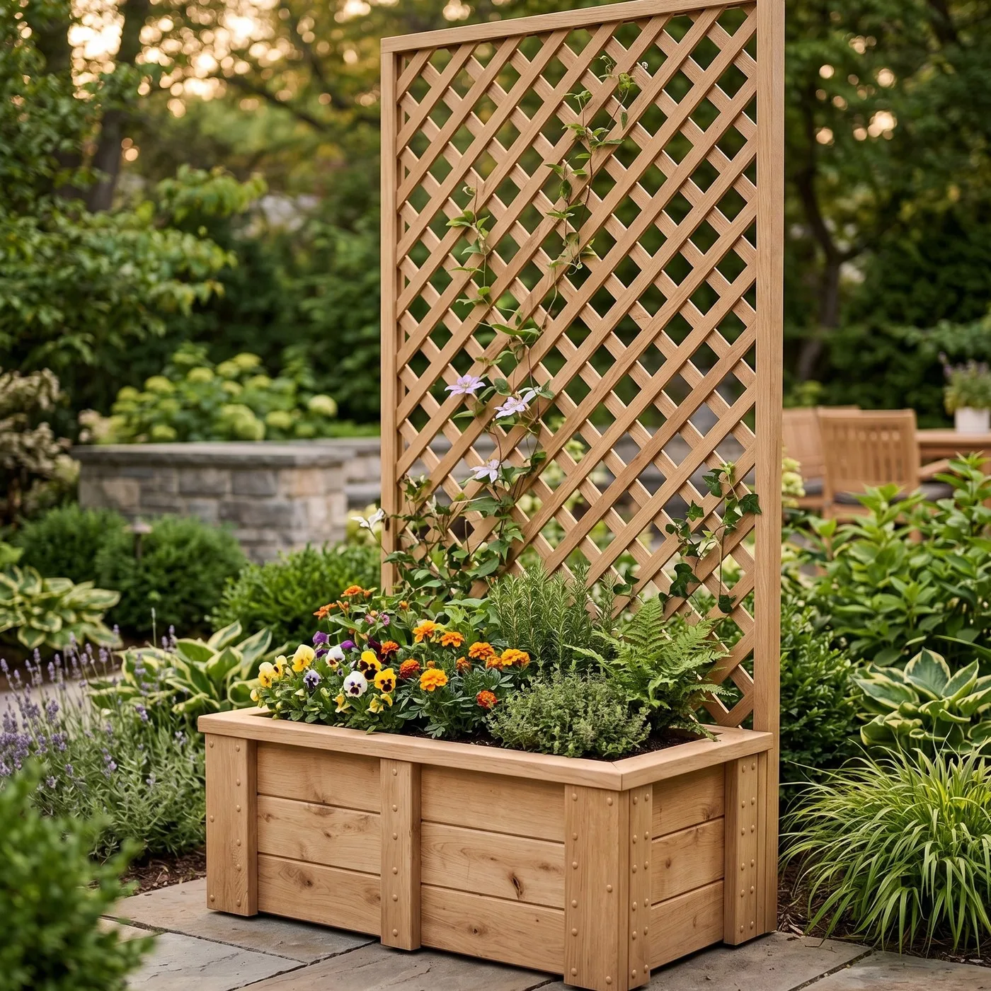 Planter box with trellis