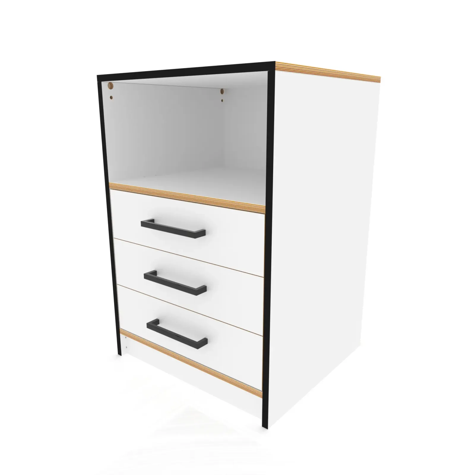 Drawer cabinet with top shelf