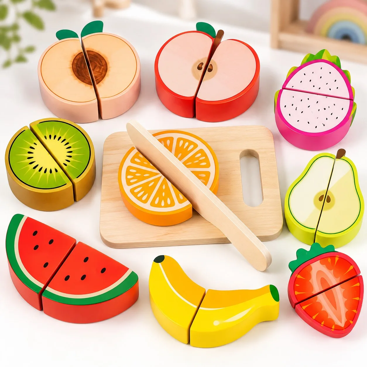 Wooden 3D Multicolor Fruit Cutting Activity Set