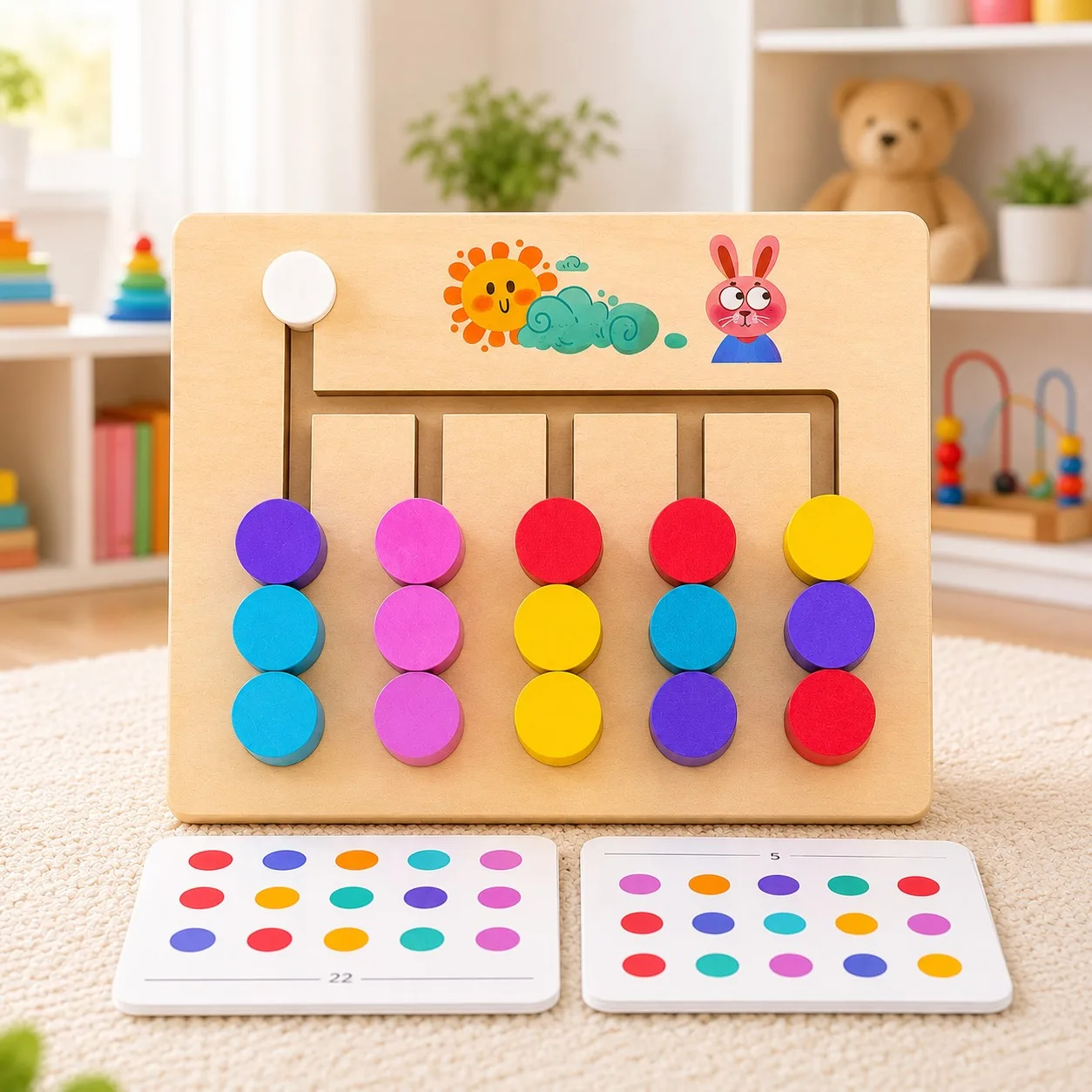 Wooden Montessori Color Sorting Interactive Toy