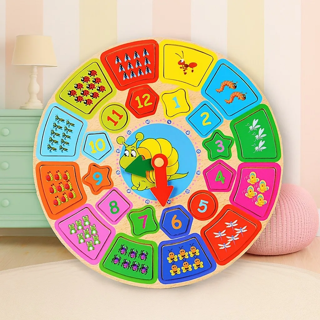 Wooden Jumbo 3D Multifunctional Clock Learning Puzzle