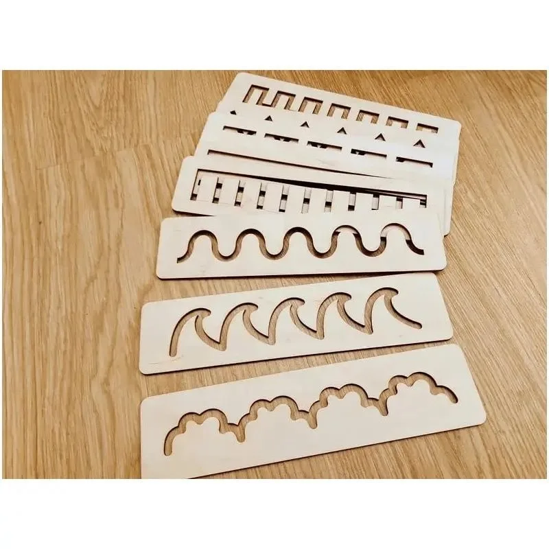 Set of 8 Wooden Montessori Stencil Boards