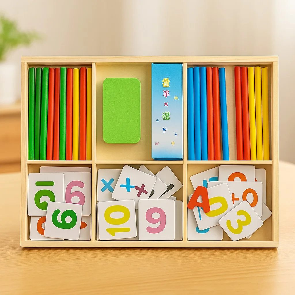 Wooden Multifunction Maths Leaning Box With Black Board